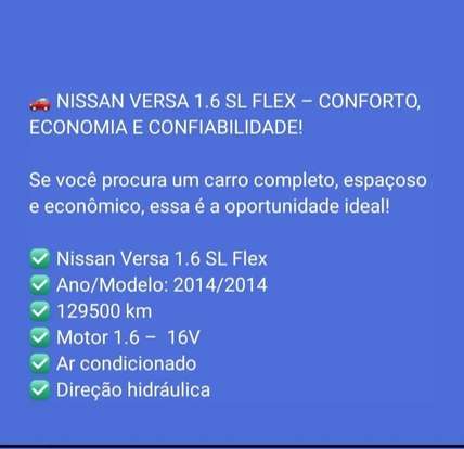 NISSAN-VERSA-1.6 16V FLEX SL 4P MANUAL NISSAN-VERSA-2014