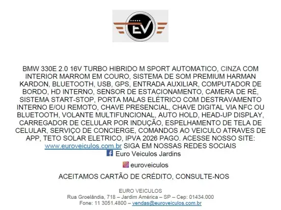 BMW-330e-2.0 16V TURBO HÍBRIDO M SPORT AUTOMÁTICO BMW-330e-2023