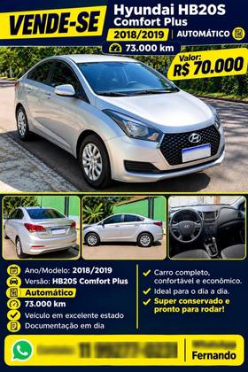HYUNDAI HB20S 1.6 COMFORT PLUS 16V FLEX 4P AUTOMÁTICO
