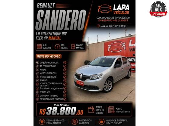 RENAULT SANDERO 1.0 AUTHENTIQUE 16V FLEX 4P MANUAL