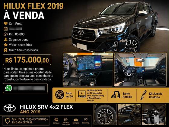 TOYOTA HILUX 2.7 SRV 4X2 CD 16V FLEX 4P AUTOMÁTICO