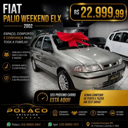 FIAT PALIO 1.3 MPI FIRE ELX WEEKEND 16V GASOLINA 4P MANUAL FIAT PALIO 1.3 MPI FIRE ELX WEEKEND 16V GASOLINA 4P MANUAL
