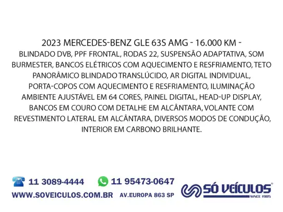 MERCEDES-BENZ-GLE 63 AMG-4.0 V8 BITURBO GASOLINA COUPÉ S 4MATIC 9G-TRONIC MERCEDES-BENZ-GLE 63 AMG-2022