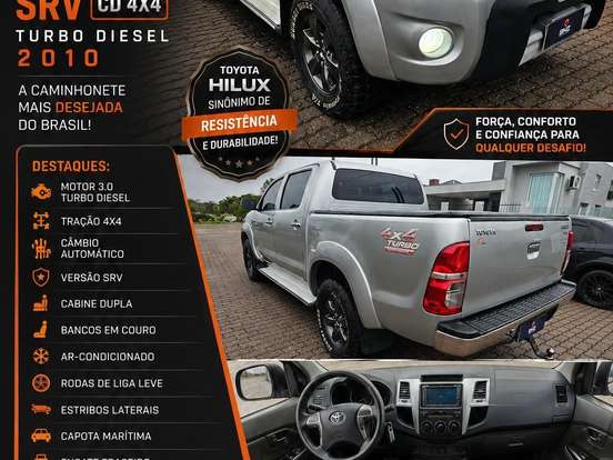 TOYOTA-HILUX-3.0 SRV 4X4 CD 16V TURBO INTERCOOLER DIESEL 4P AUTOMÁTICO TOYOTA-HILUX-2010
