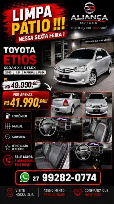 TOYOTA ETIOS 1.5 XLS SEDAN 16V FLEX 4P MANUAL TOYOTA ETIOS 1.5 XLS SEDAN 16V FLEX 4P MANUAL