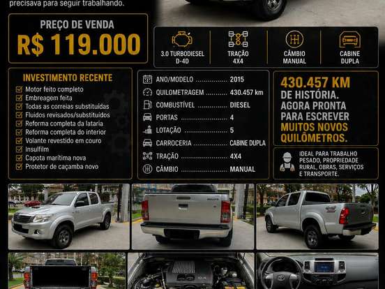 TOYOTA-HILUX-3.0 SR 4X4 CD 16V TURBO INTERCOOLER DIESEL 4P MANUAL TOYOTA-HILUX-2015