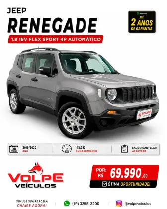 JEEP RENEGADE 1.8 16V FLEX SPORT 4P AUTOMÁTICO JEEP RENEGADE 1.8 16V FLEX SPORT 4P AUTOMÁTICO