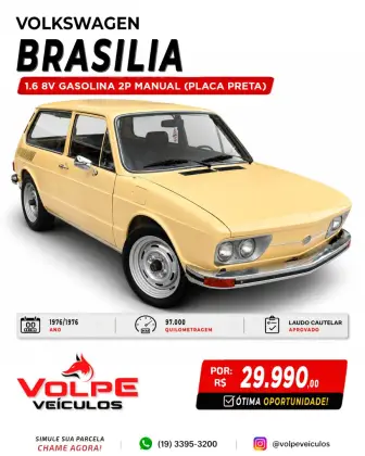 VOLKSWAGEN BRASILIA 1.6 8V GASOLINA 2P MANUAL VOLKSWAGEN BRASILIA 1.6 8V GASOLINA 2P MANUAL