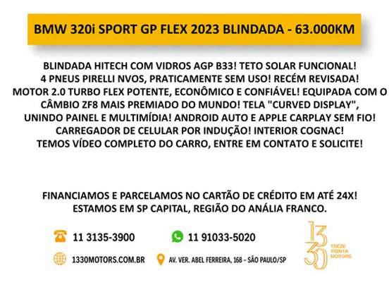 BMW-320i-2.0 16V TURBO FLEX SPORT GP AUTOMÁTICO BMW-320i-2023
