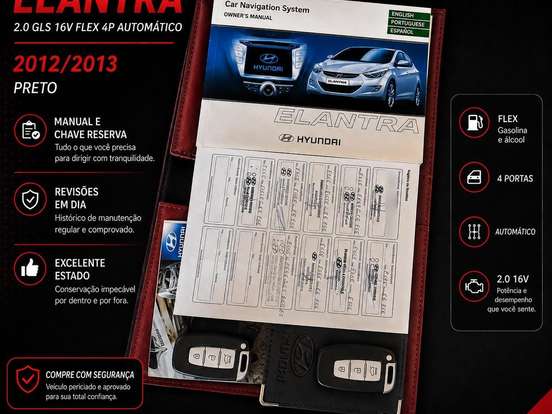 HYUNDAI-ELANTRA-2.0 GLS 16V FLEX 4P AUTOMÁTICO HYUNDAI-ELANTRA-2012