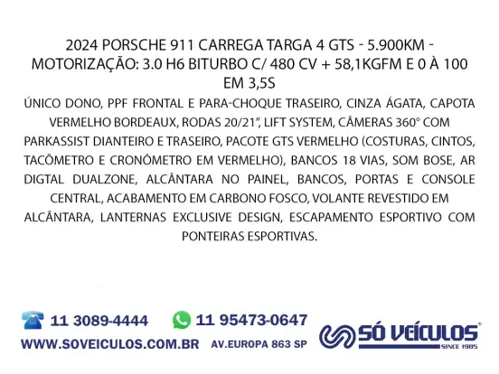 PORSCHE-911-3.0 24V H6 GASOLINA TARGA 4 GTS PDK PORSCHE-911-2023