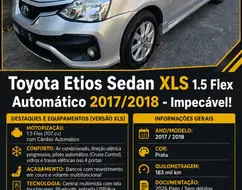 TOYOTA ETIOS 1.5 XLS SEDAN 16V FLEX 4P AUTOMÁTICO TOYOTA ETIOS 1.5 XLS SEDAN 16V FLEX 4P AUTOMÁTICO