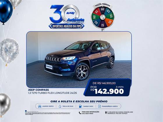 JEEP COMPASS 1.3 T270 TURBO FLEX LONGITUDE AT6