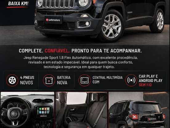 JEEP-RENEGADE-1.8 16V FLEX SPORT 4P AUTOMÁTICO JEEP-RENEGADE-2019