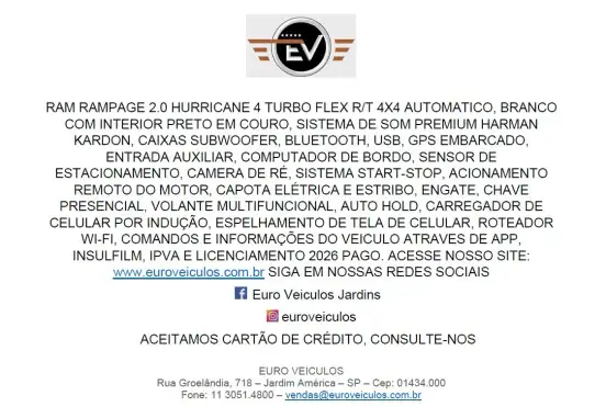 RAM-RAMPAGE-2.0 HURRICANE 4 TURBO FLEX R/T 4X4 AUTOMÁTICO RAM-RAMPAGE-2026