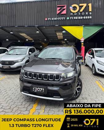 JEEP COMPASS 1.3 T270 TURBO FLEX LONGITUDE AT6