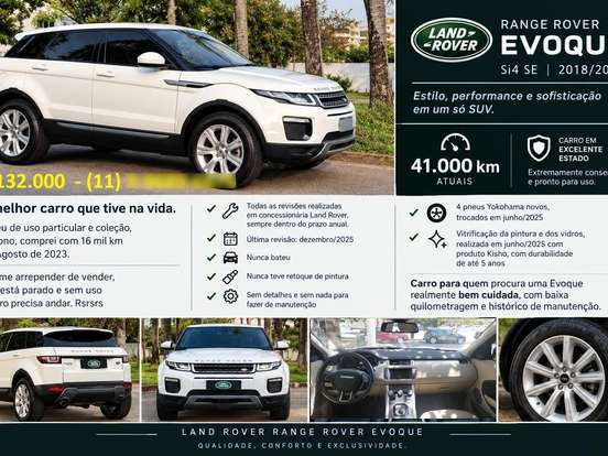 LAND ROVER-RANGE ROVER EVOQUE-2.0 SE 4WD 16V FLEX 4P AUTOMÁTICO LAND ROVER-RANGE ROVER EVOQUE-2018