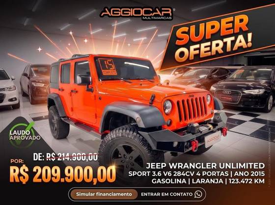JEEP WRANGLER 3.6 UNLIMITED SPORT 4X4 V6 GASOLINA 4P AUTOMÁTICO