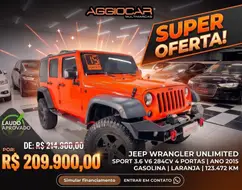 JEEP WRANGLER 3.6 UNLIMITED SPORT 4X4 V6 GASOLINA 4P AUTOMÁTICO JEEP WRANGLER 3.6 UNLIMITED SPORT 4X4 V6 GASOLINA 4P AUTOMÁTICO