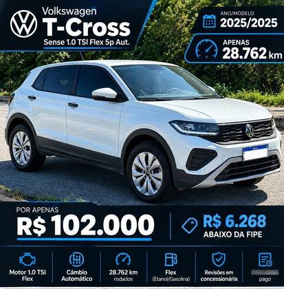 VOLKSWAGEN T-CROSS 1.0 200 TSI TOTAL FLEX SENSE AUTOMÁTICO