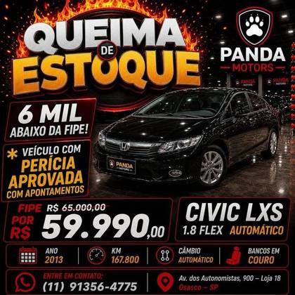 HONDA CIVIC 1.8 LXS 16V FLEX 4P AUTOMÁTICO