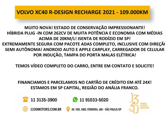VOLVO-XC40-1.5 T5 RECHARGE R-DESIGN GEARTRONIC VOLVO-XC40-2020