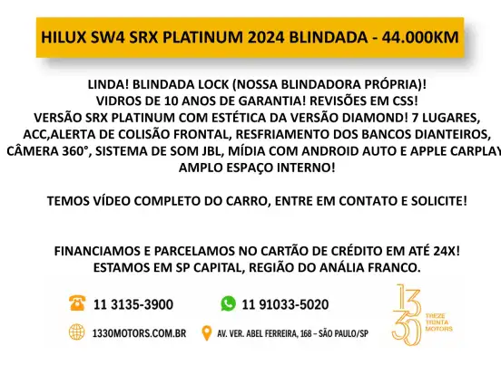 TOYOTA-HILUX SW4-2.8 D-4D TURBO DIESEL SRX PLATINUM 7L 4X4 AUTOMÁTICO TOYOTA-HILUX SW4-2024