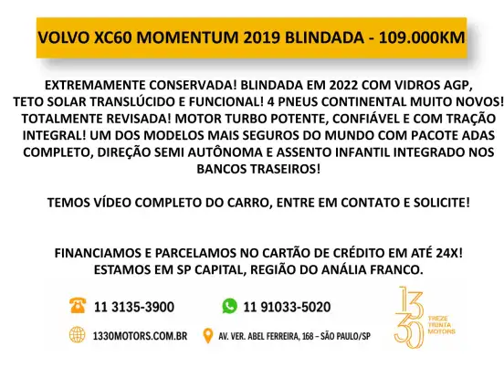 VOLVO-XC60-2.0 T5 GASOLINA MOMENTUM AWD GEARTRONIC VOLVO-XC60-2019