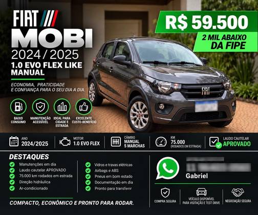 FIAT MOBI 1.0 EVO FLEX LIKE. MANUAL