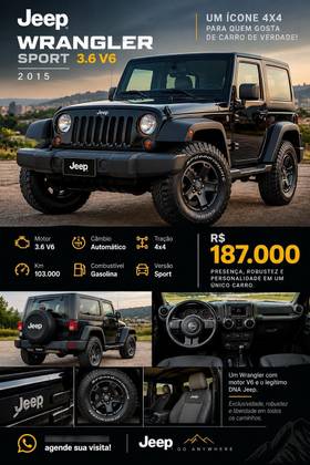 JEEP WRANGLER 3.6 SPORT 4X4 V6 12V GASOLINA 2P AUTOMÁTICO