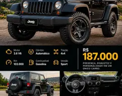 JEEP WRANGLER 3.6 SPORT 4X4 V6 12V GASOLINA 2P AUTOMÁTICO JEEP WRANGLER 3.6 SPORT 4X4 V6 12V GASOLINA 2P AUTOMÁTICO