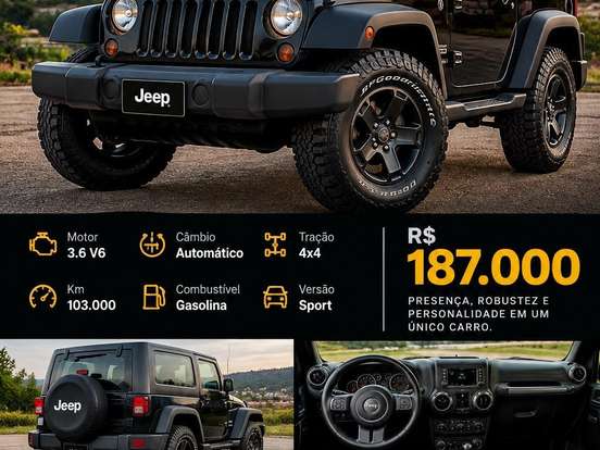 JEEP-WRANGLER-3.6 SPORT 4X4 V6 12V GASOLINA 2P AUTOMÁTICO JEEP-WRANGLER-2015