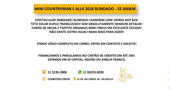 MINI-COUNTRYMAN-2.0 16V TWINPOWER TURBO GASOLINA COOPER S ALL4 STEPTRONIC MINI-COUNTRYMAN-2018