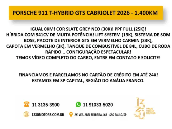 PORSCHE-911-3.6 24V H6 T-HYBRID CARRERA GTS CABRIOLET PDK PORSCHE-911-2026