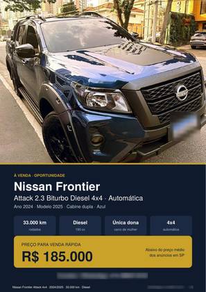 NISSAN FRONTIER 2.3 16V TURBO DIESEL ATTACK CD 4X4 AUTOMÁTICO