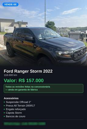 FORD RANGER 3.2 STORM 4X4 CD 20V DIESEL 4P AUTOMÁTICO