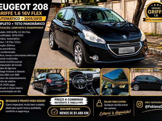 PEUGEOT-208-1.6 GRIFFE 16V FLEX 4P AUTOMÁTICO PEUGEOT-208-2015