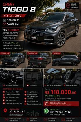 CAOA CHERY TIGGO 8 1.6 TGDI GASOLINA TXS DCT