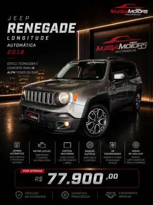 JEEP-RENEGADE-1.8 16V FLEX LONGITUDE 4P AUTOMÁTICO JEEP-RENEGADE-2018
