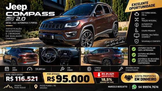 JEEP COMPASS 2.0 16V DIESEL S 4X4 AUTOMÁTICO
