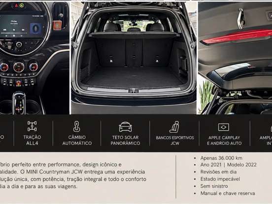 MINI-COUNTRYMAN-2.0 16V TWINPOWER TURBO GASOLINA JOHN COOPER WORKS ALL4 STEPTRONIC MINI-COUNTRYMAN-2021