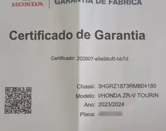 HONDA ZR-V 2.0 i-VTEC GASOLINA TOURING CVT HONDA ZR-V 2.0 i-VTEC GASOLINA TOURING CVT