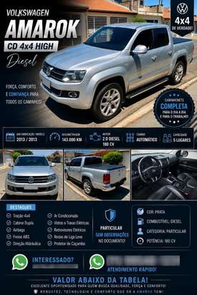 VOLKSWAGEN-AMAROK-2.0 HIGHLINE 4X4 CD 16V TURBO INTERCOOLER DIESEL 4P AUTOMÁTICO VOLKSWAGEN-AMAROK-2013