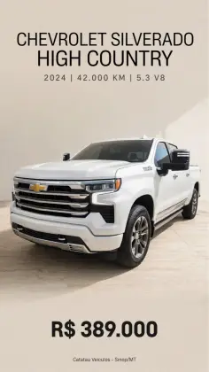 CHEVROLET SILVERADO 5.3 V8 GASOLINA 1500 HIGH COUNTRY 4X4 AUTOMÁTICO