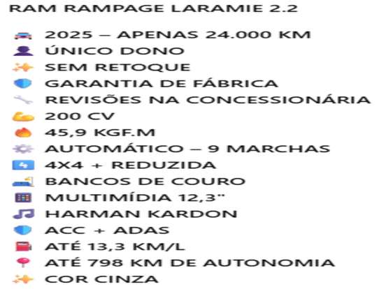RAM-RAMPAGE-2.2 TURBO DIESEL LARAMIE 4X4 AUTOMÁTICO RAM-RAMPAGE-2025
