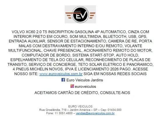 VOLVO-XC60-2.0 T5 GASOLINA INSCRIPTION AWD GEARTRONIC VOLVO-XC60-2018