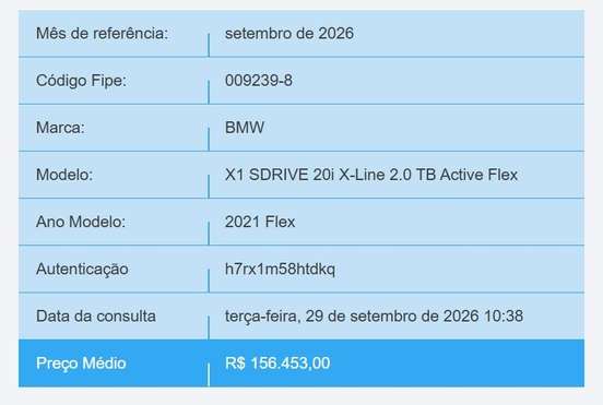 BMW-X1-2.0 16V TURBO ACTIVEFLEX SDRIVE20I 4P AUTOMÁTICO BMW-X1-2021
