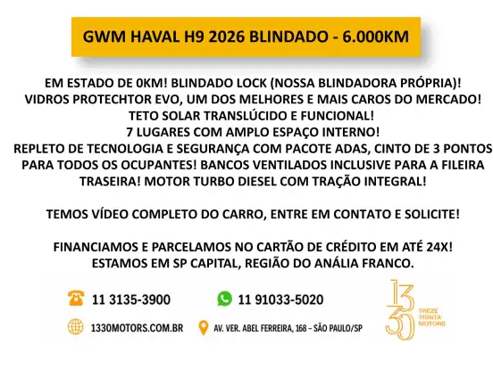 GWM-HAVAL H9-2.4 TURBO DIESEL EXCLUSIVE 4X4 AUTOMÁTICO GWM-HAVAL H9-2025