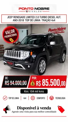 JEEP RENEGADE 2.0 16V TURBO DIESEL LIMITED 4P 4X4 AUTOMÁTICO