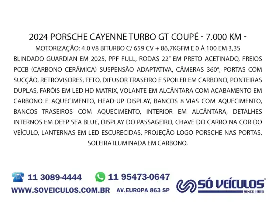 PORSCHE-CAYENNE-4.0 V8 GASOLINA TURBO GT COUPÉ AWD TIPTRONIC S PORSCHE-CAYENNE-2023